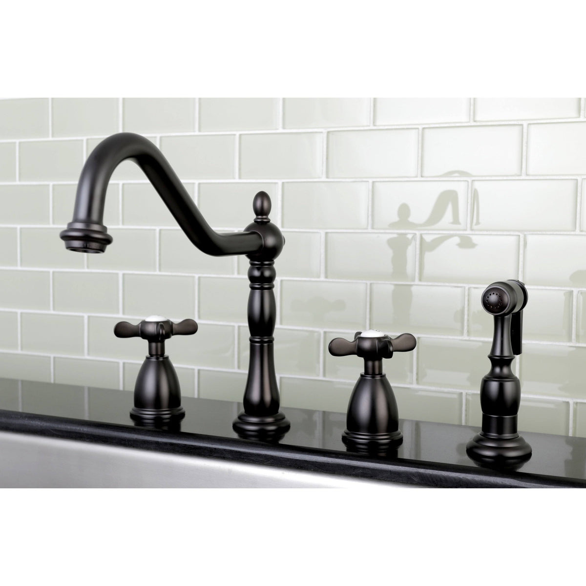 Silver Kitchen Faucet with Side Sprayer U73771