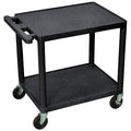 Black 2 Shelf Adjustable Storage Utility Cart with 4 Casters D8528
