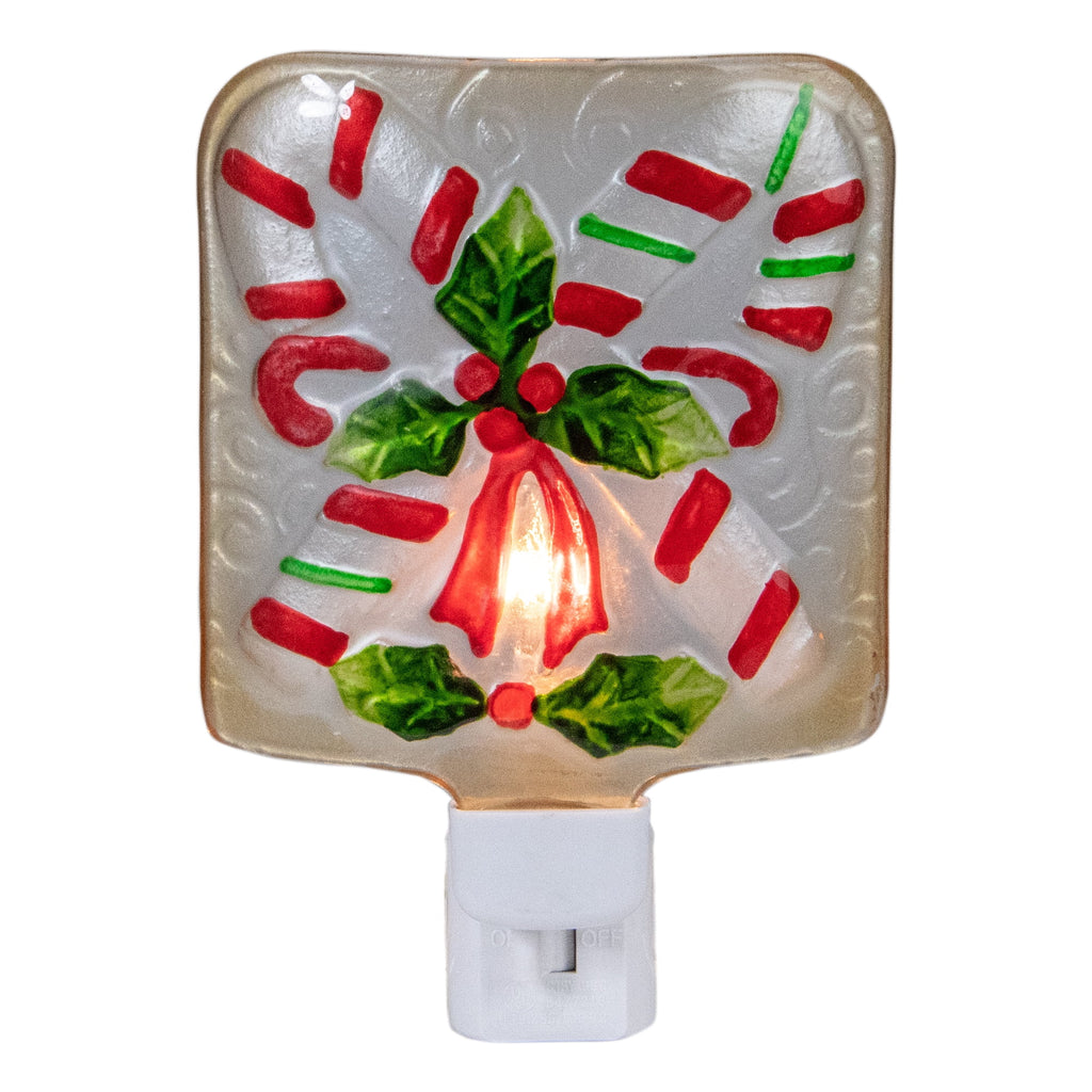 White and Red Glass Christmas Night Light J1169