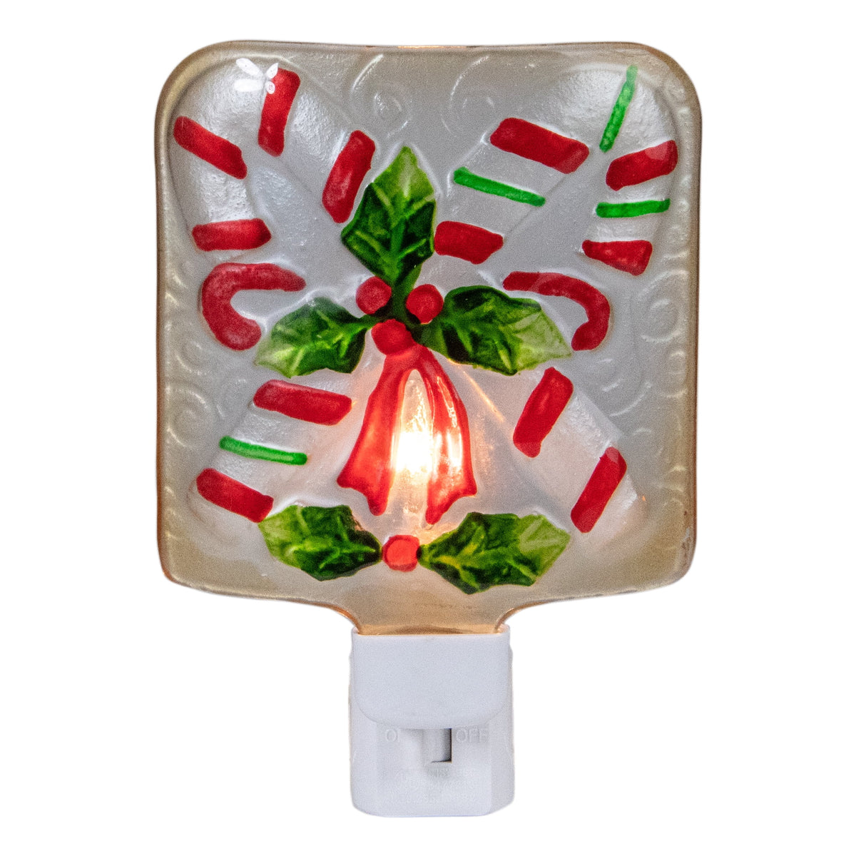 White and Red Glass Christmas Night Light J1169