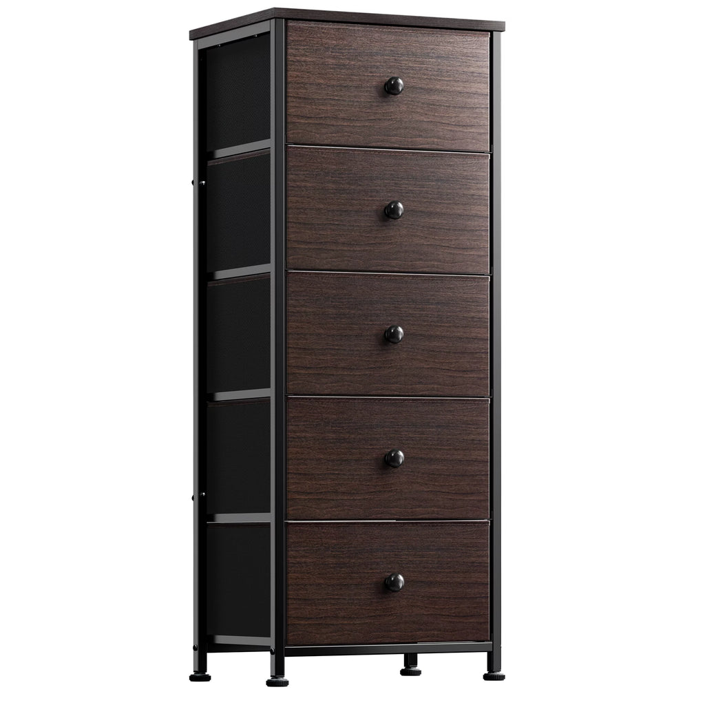 Rustic Brown 5 Drawer Faux Leather Dresser Y7167