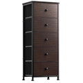 Rustic Brown 5 Drawer Faux Leather Dresser Y7167