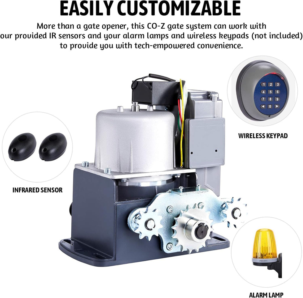 Automatic Sliding Gate Opener with 2 Remote Controls, Electric Motor, Complete Hardware Kit for Sliding Gate Up to 40 Feet T447889