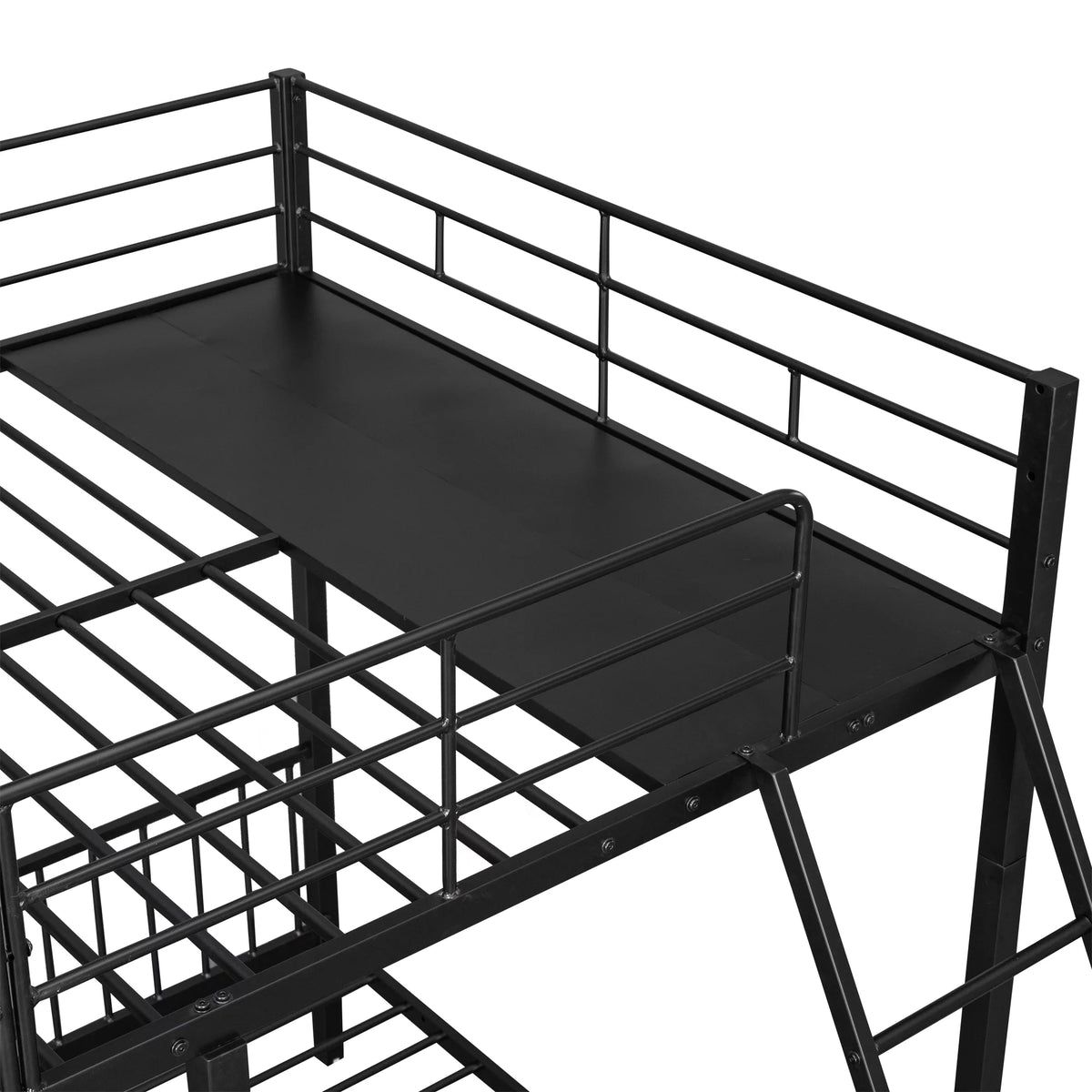 Black Metal Triple Bunk Bed with Drawers J3815