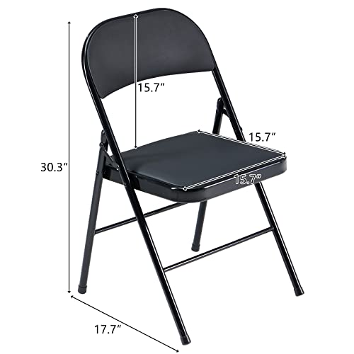 Grey 4 Pack Padded Folding Chairs with Steel Frame W353866