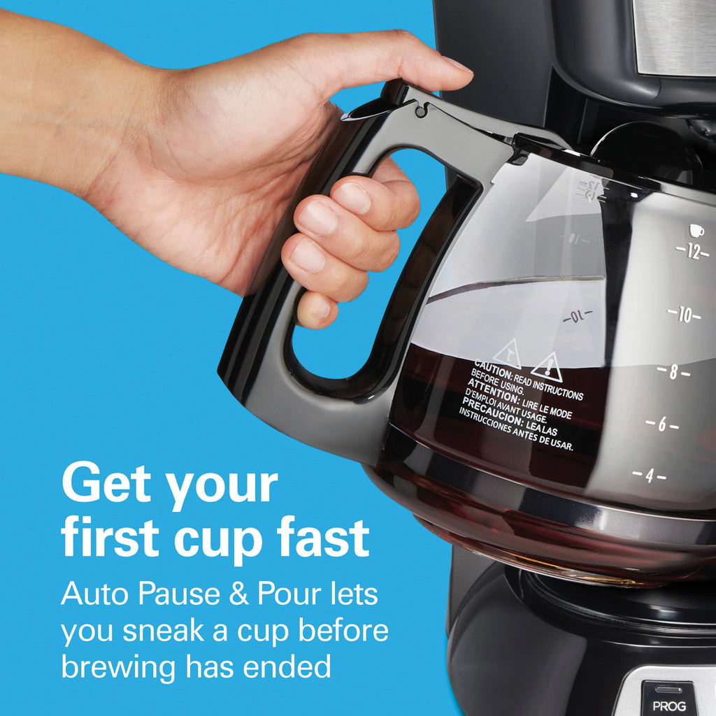 Programmable Coffee Maker, 12 Cups, Stainless Steel X19305