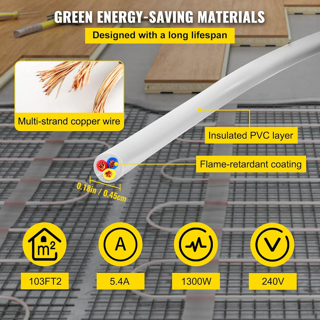 103 Square Feet Waterproof Insulated Floor Heating Cable K644