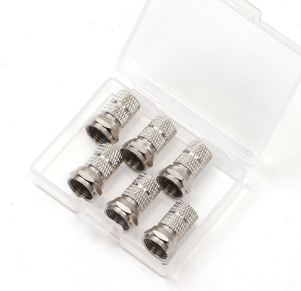 RG6 F-Type Twist-On Coaxial Cable Connector 6PCS Silver V2668