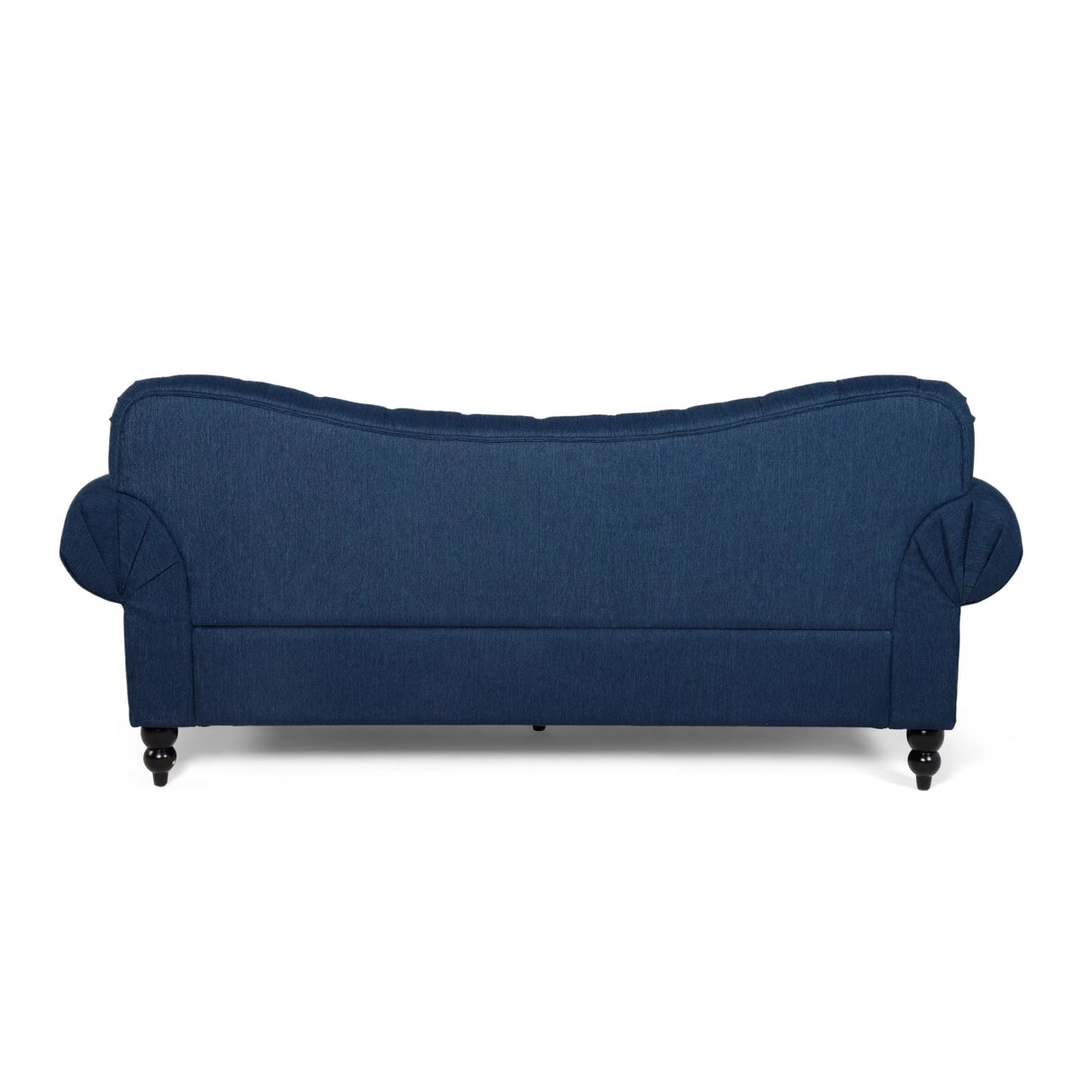 Navy Blue and Dark Brown 3 Seater Fabric Sofa V6998