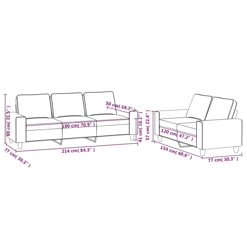 2 Piece Dark Gray Fabric Sofa Set X360882