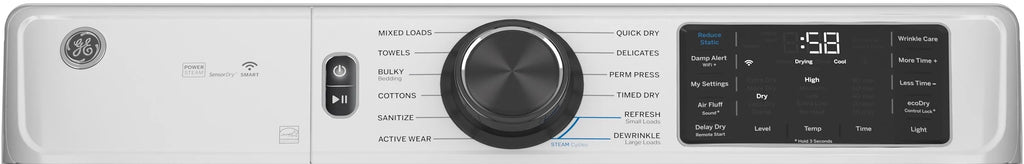 28 Inch Electric Dryer 7.8 CuFt with Steam F655
