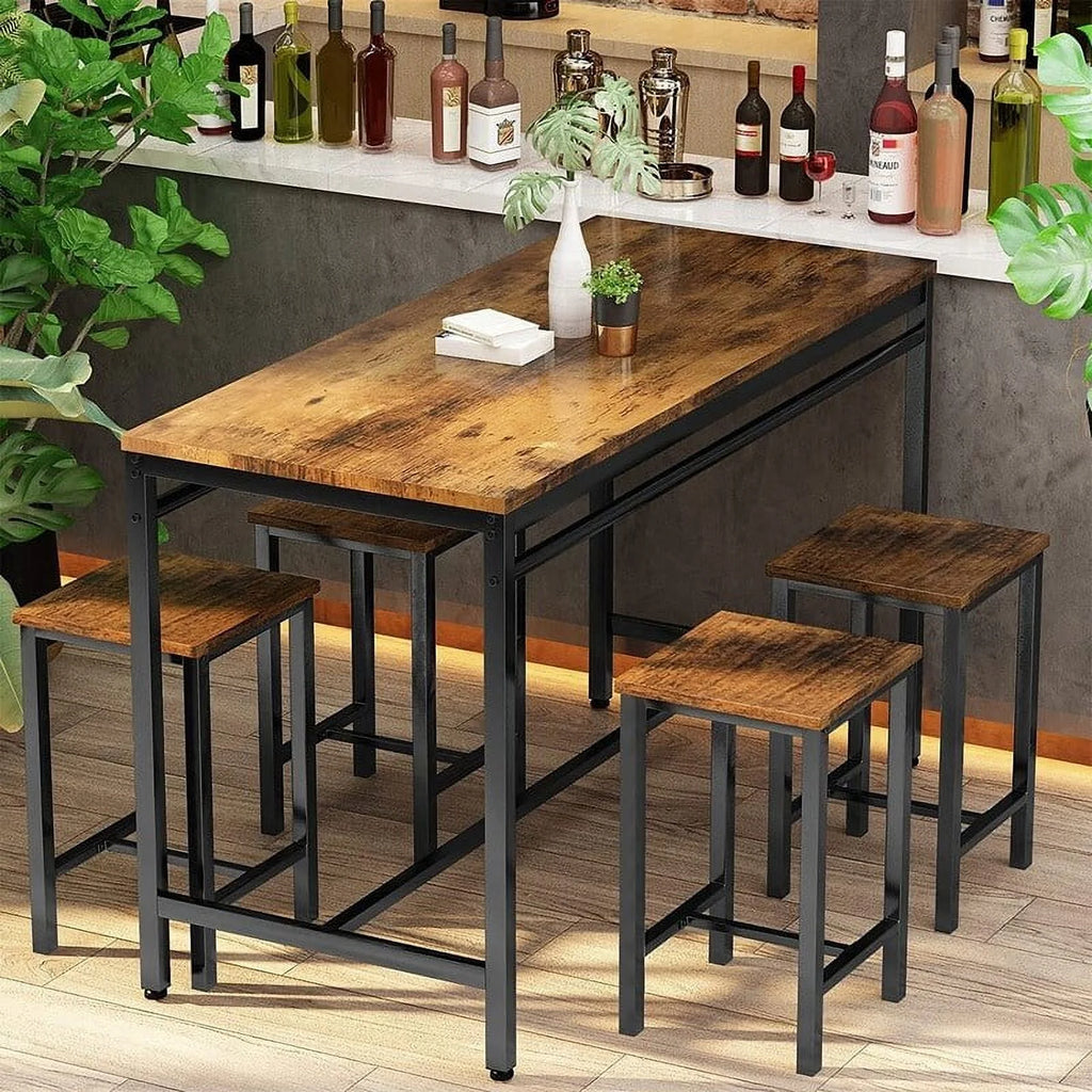 Farmhouse 5-Piece Metal and Wood Dining Set S3486