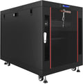 15U 35 inch Deep Server Rack Cabinet Enclosure with Cooling Fans, LCD Screen, Thermostat, PDU, Casters, Shelf X459