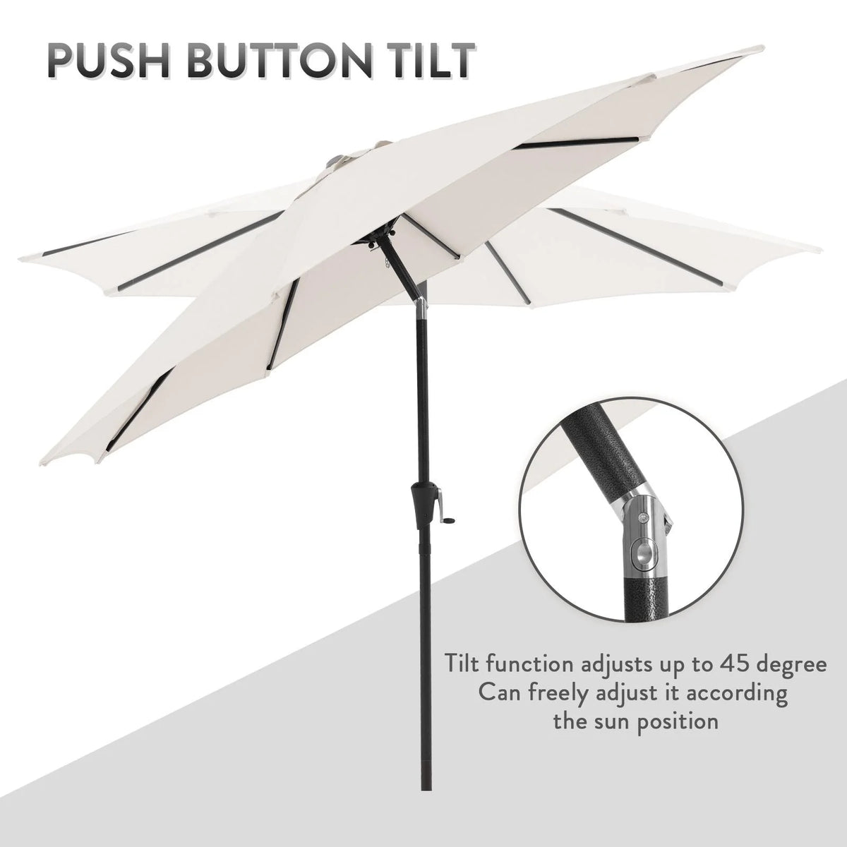 Cream 9-Feet Patio Umbrella with 8 Ribs P951