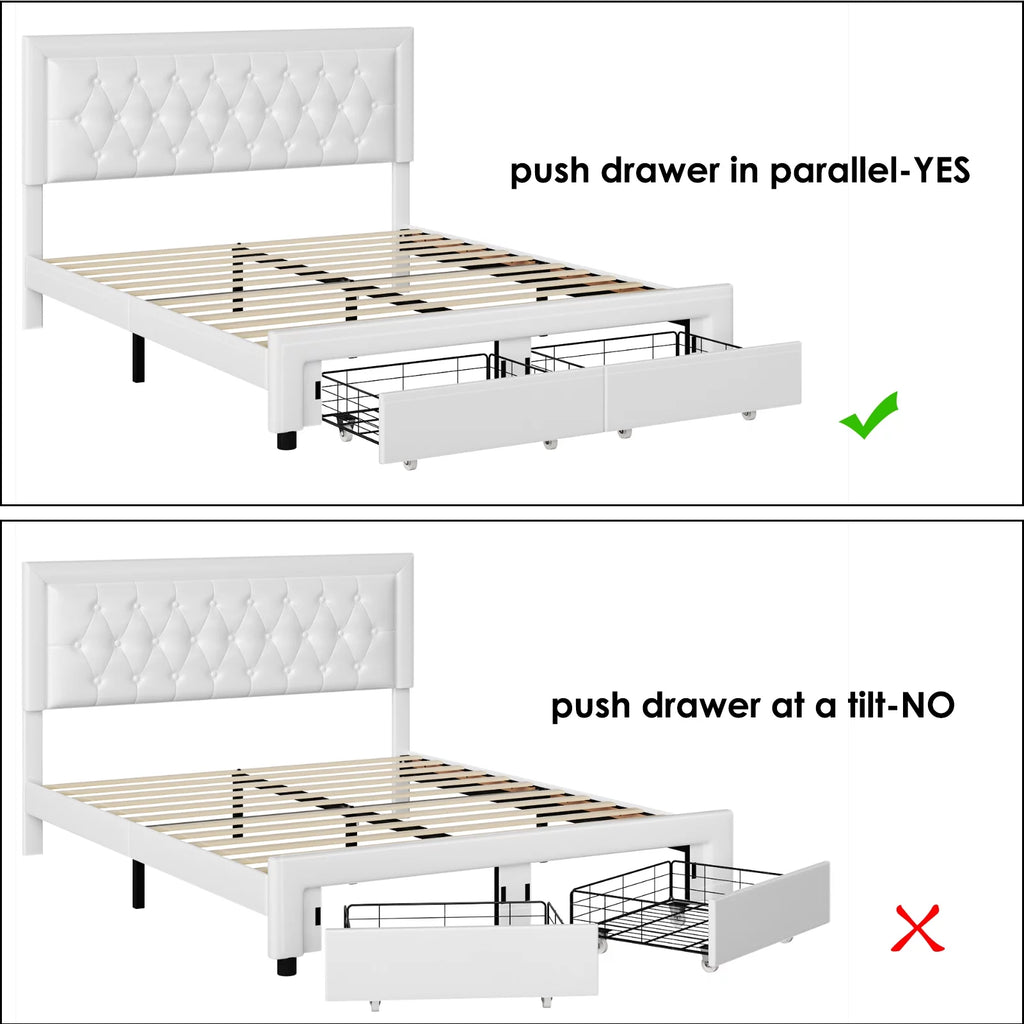 Queen Size Black PU Leather Upholstered Platform Bed Frame I82991