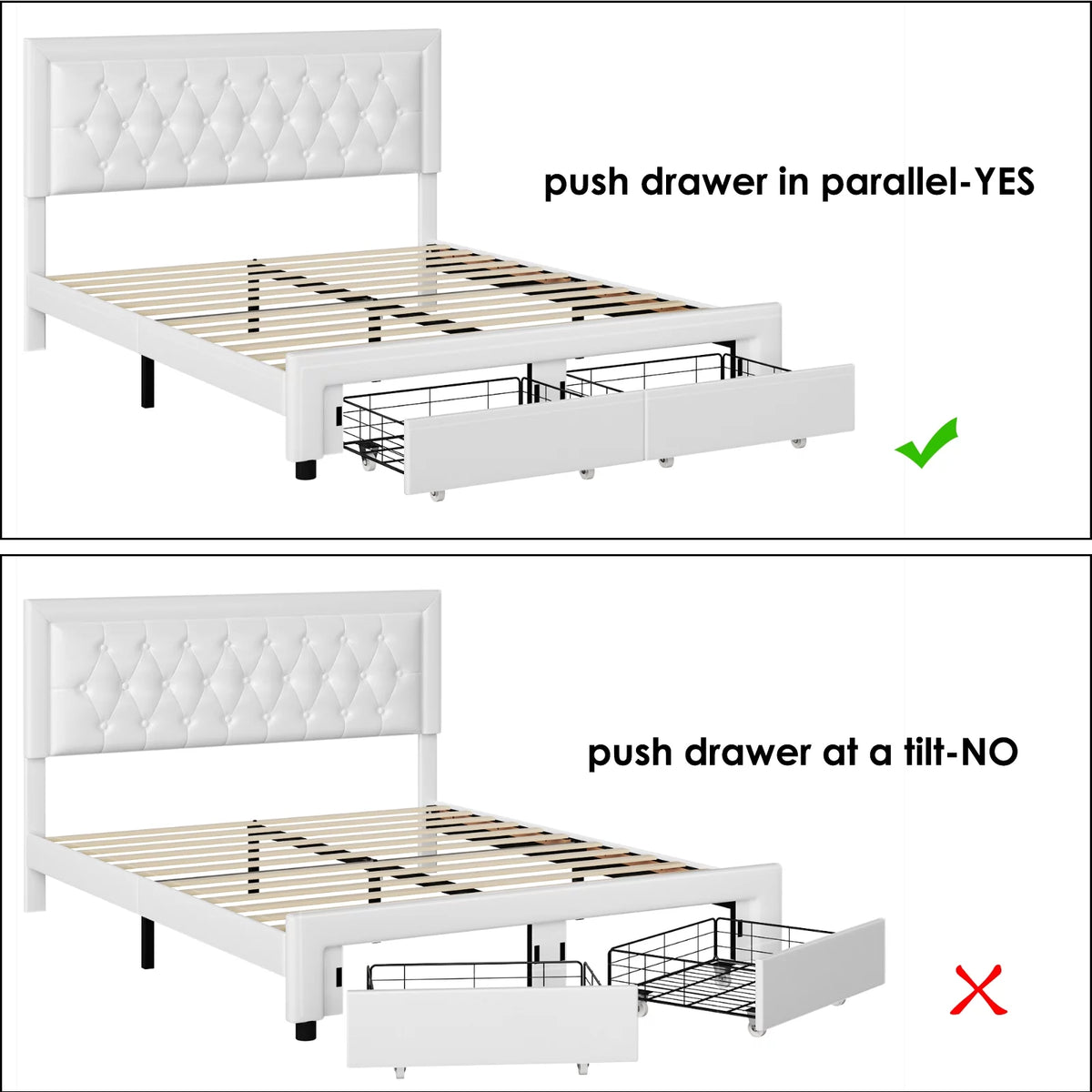 Queen Size Black PU Leather Upholstered Platform Bed Frame I82991