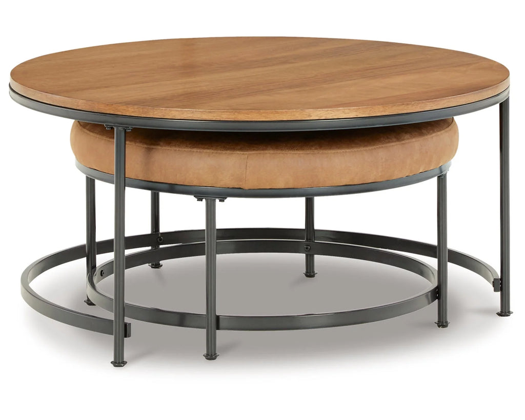 Nesting Coffee Table Set of 2 Light Brown/Black I46703
