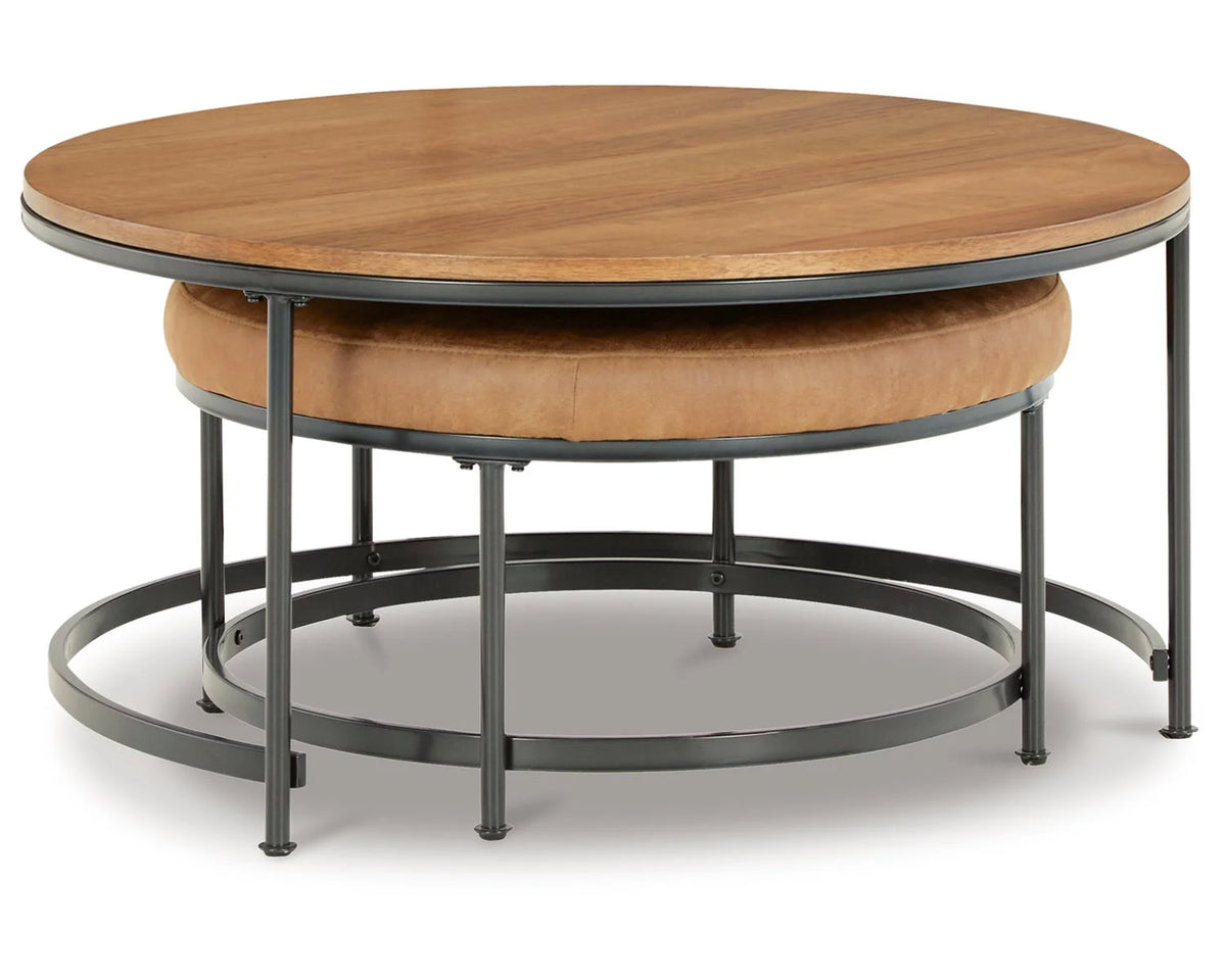 Nesting Coffee Table Set of 2 Light Brown/Black I46703