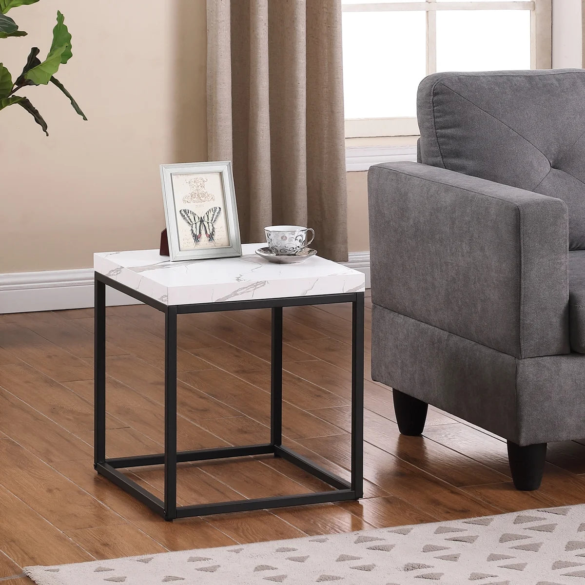 Marble Wood and Metal Side Table G9087