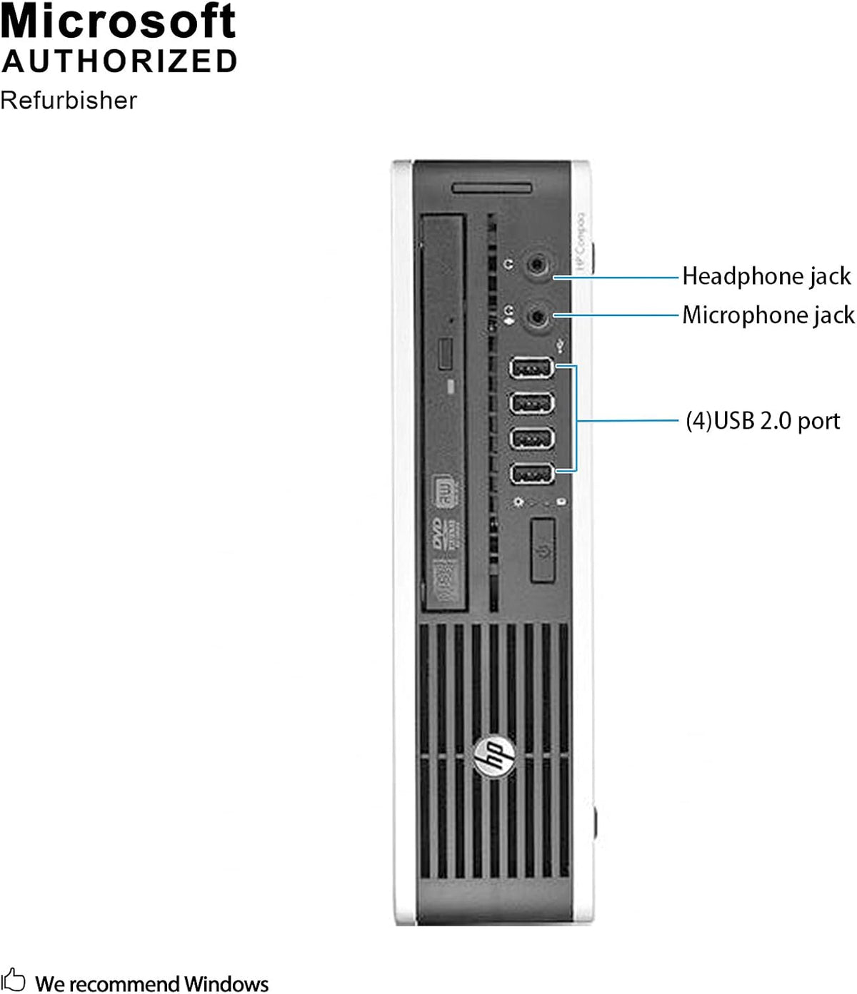 HP Elite 8300 Ultra Small Slim Business Computer PC, 8GB RAM, 120GB SSD, Wi-Fi, Windows 10 Professional (Renewed) B8350
