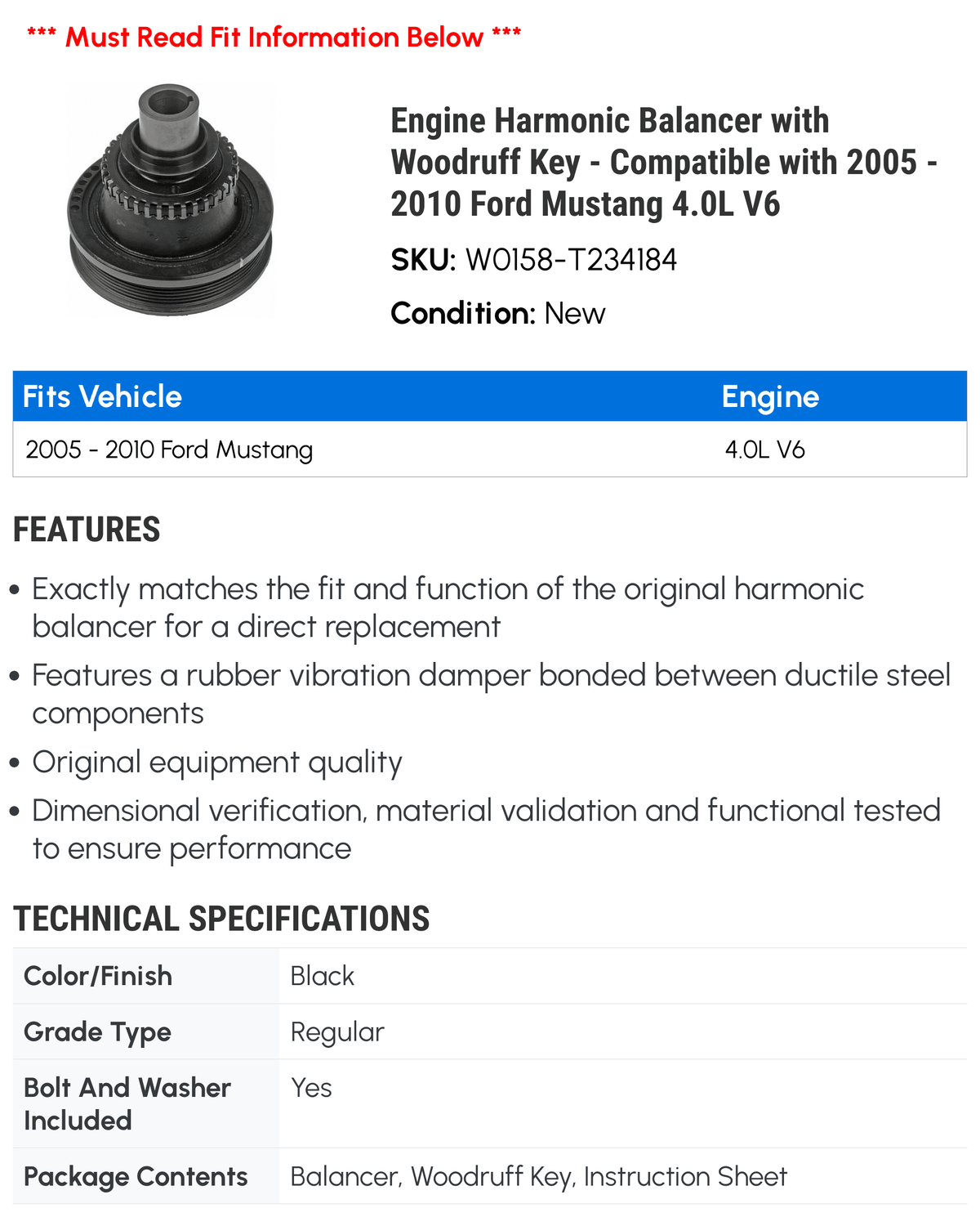 Engine Harmonic Balancer with Woodruff Key O29817