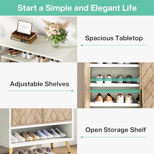 Brown 6-Tier 24 Pairs Wooden Shoe Cabinet with Doors M56942