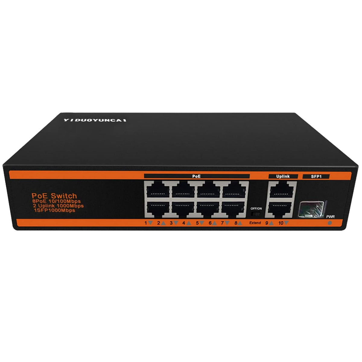 10 Ports Ethernet PoE Switch 8 Port 100Mbps PoE+ 2 UpLink 1000Mbps Metal Fanless Unmanaged Pack of 2 Z70937