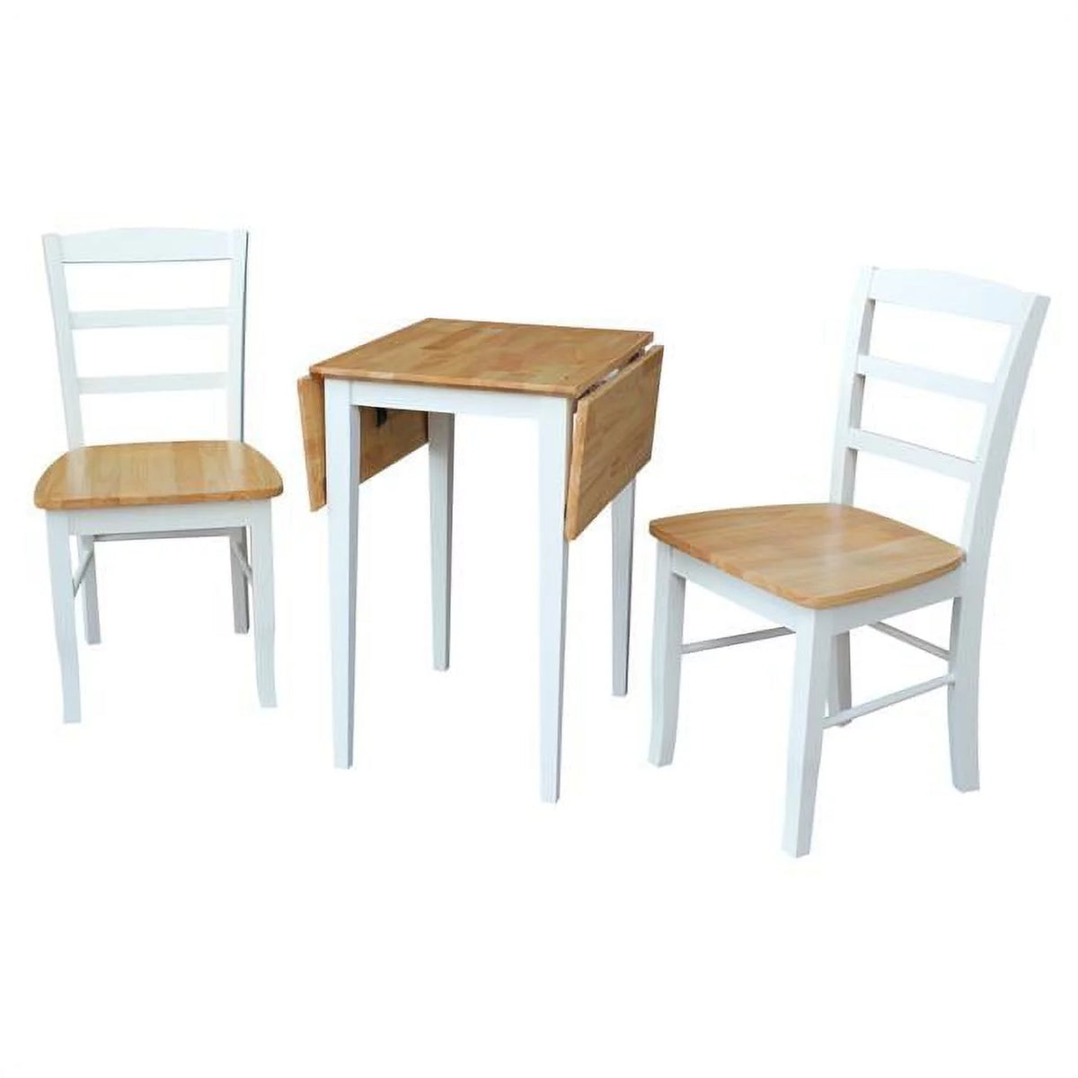 White 3 Piece Drop Leaf Table with 2 Ladderback Chairs P324