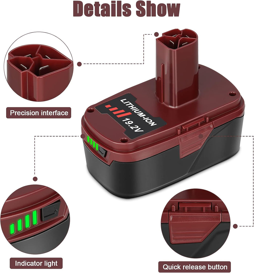 2 Pack 6.5Ah 19.2V Lithium ion Battery Replacement V897
