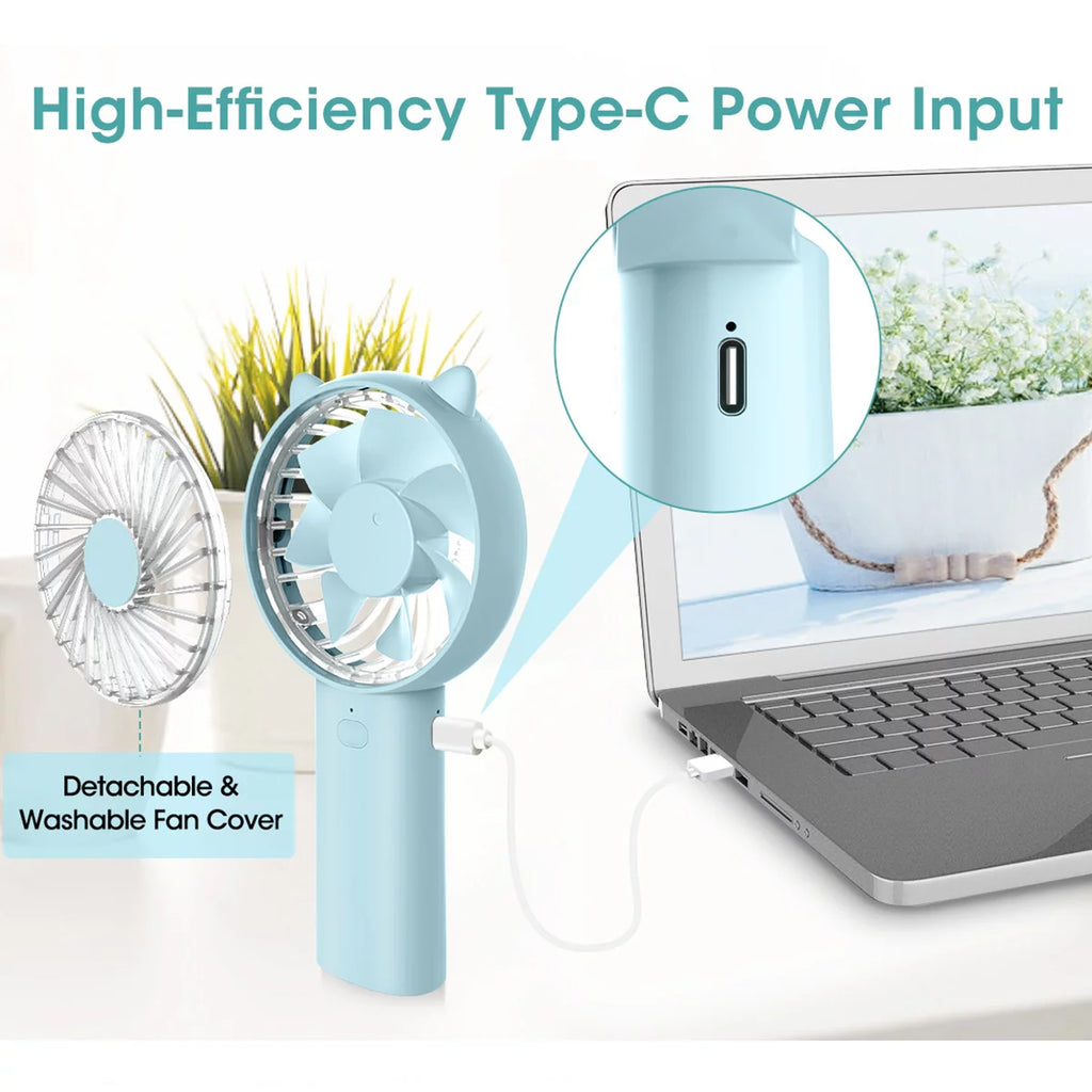 4 Speeds Mini Handheld Fan USB Rechargeable E703