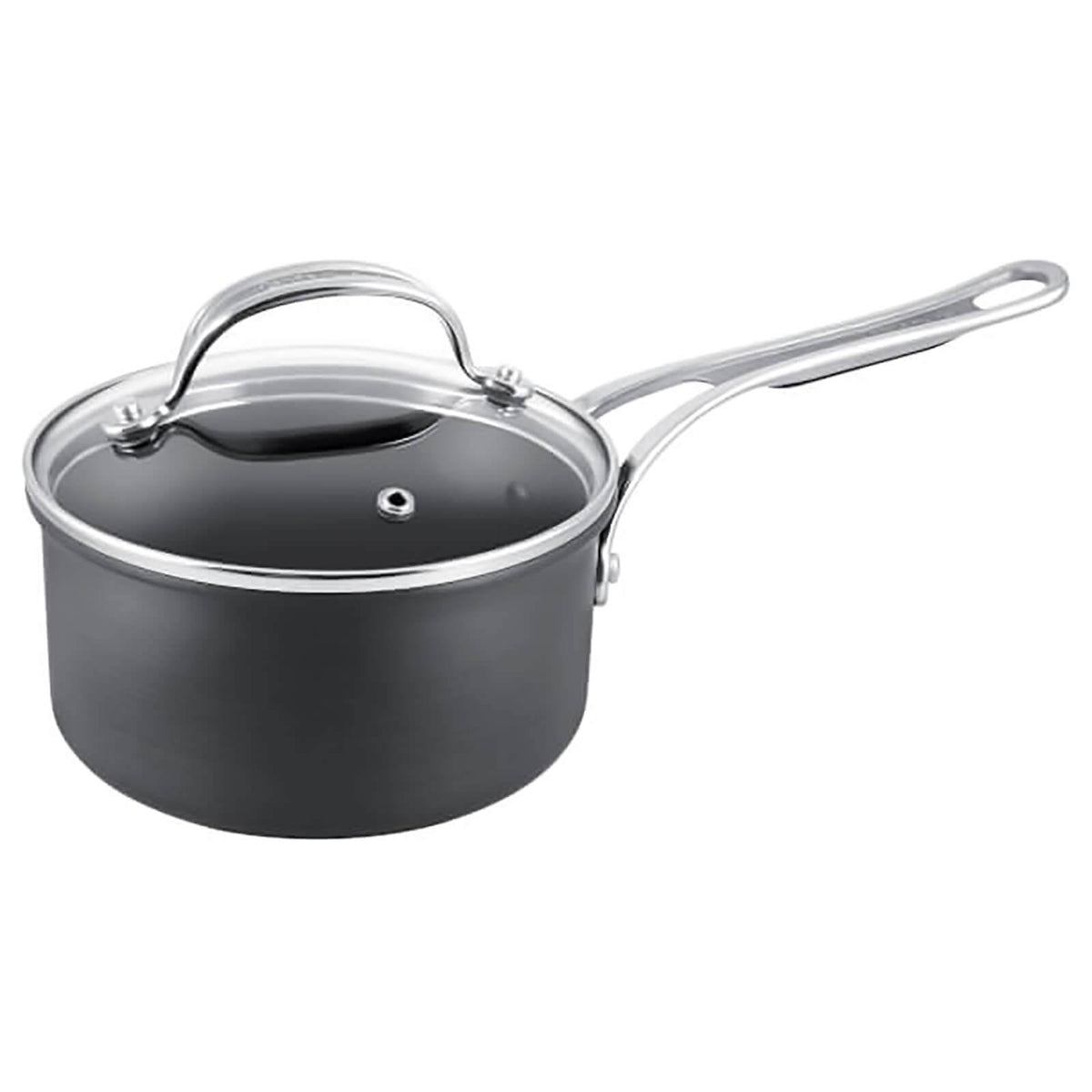 Black Hard Anodised Saucepan with Lid Y325