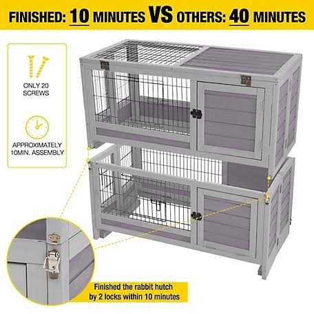Wooden Rabbit Hutch with Folding Design M638