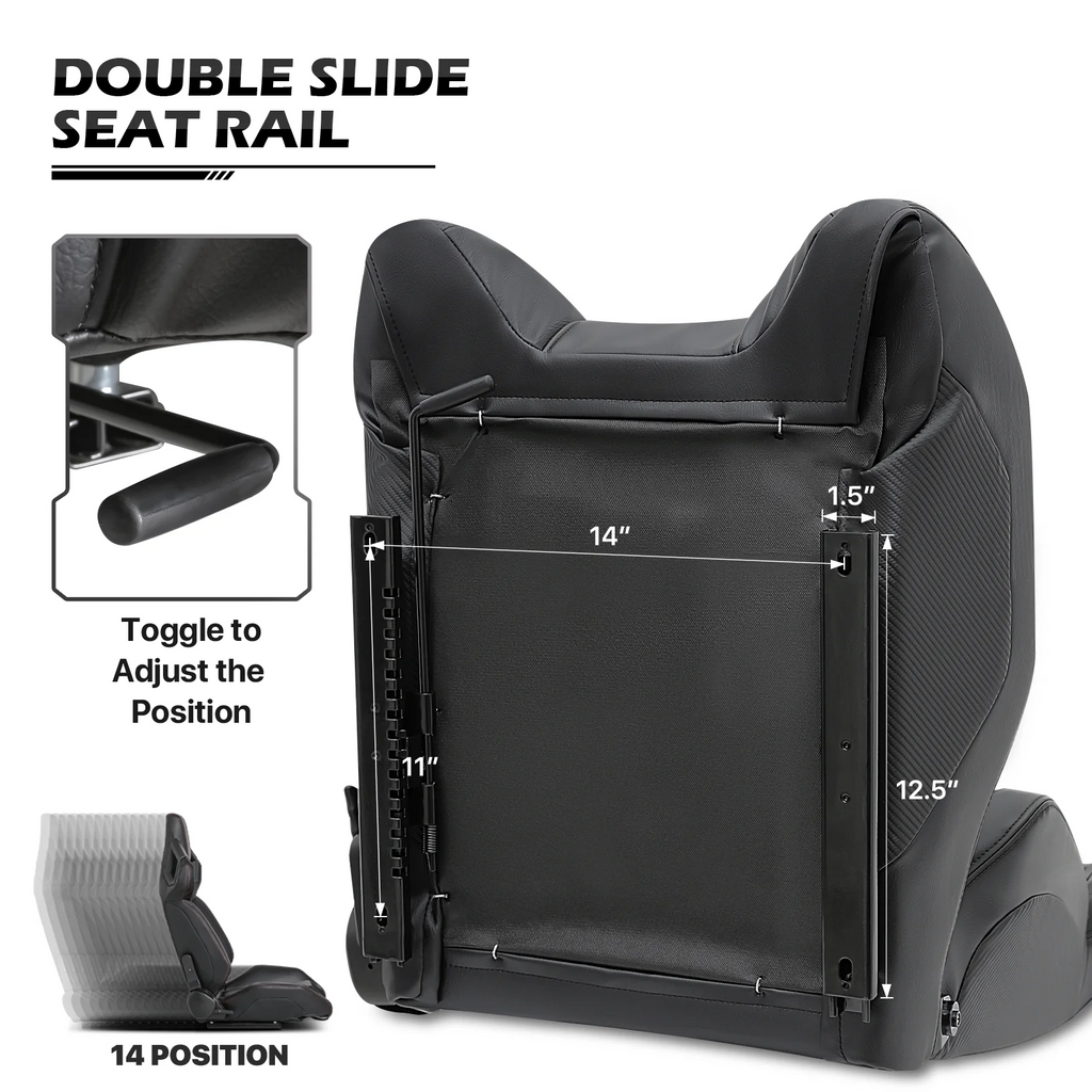Black Ergonomic Racing Seat with Adjustable Slide I41967