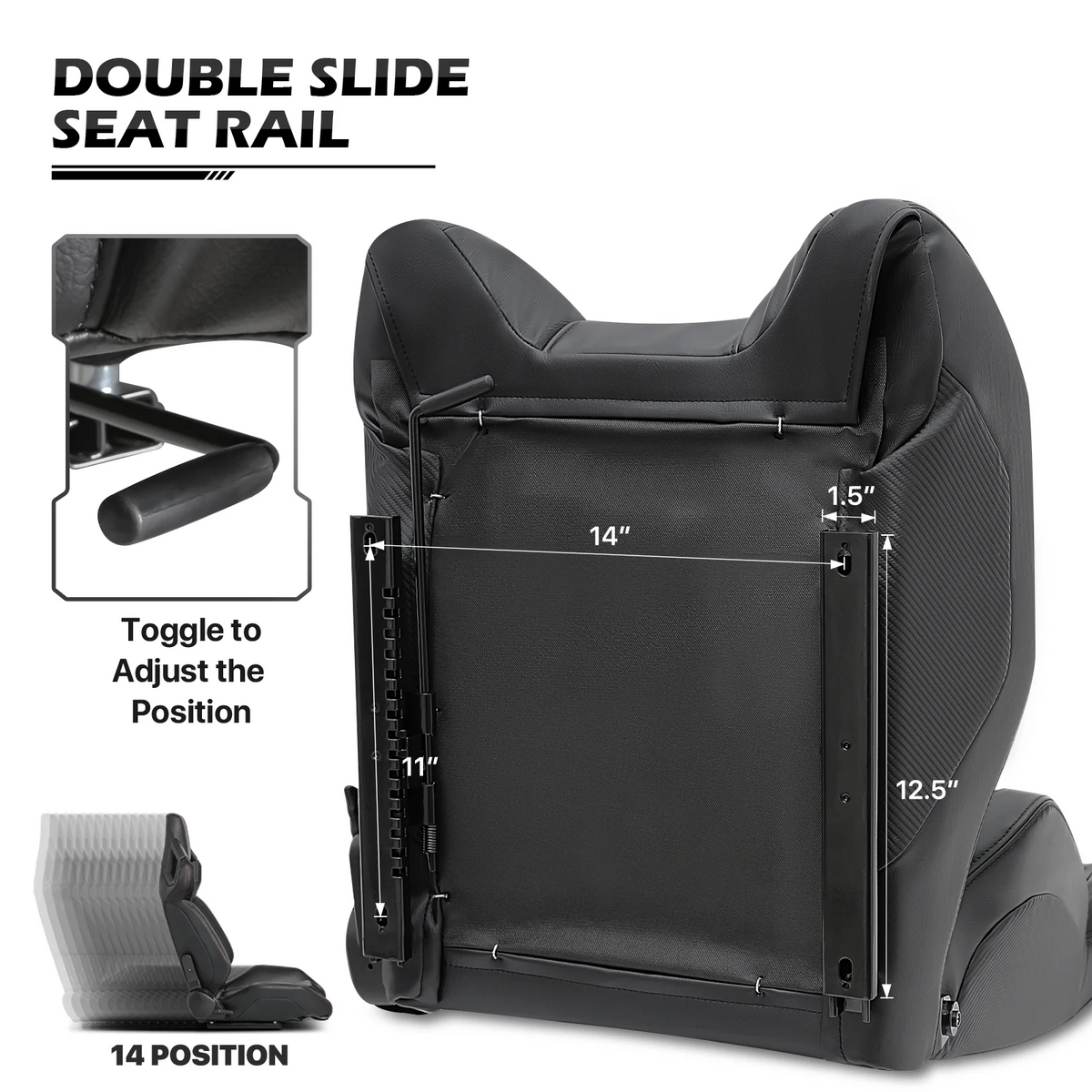 Black Ergonomic Racing Seat with Adjustable Slide I41967