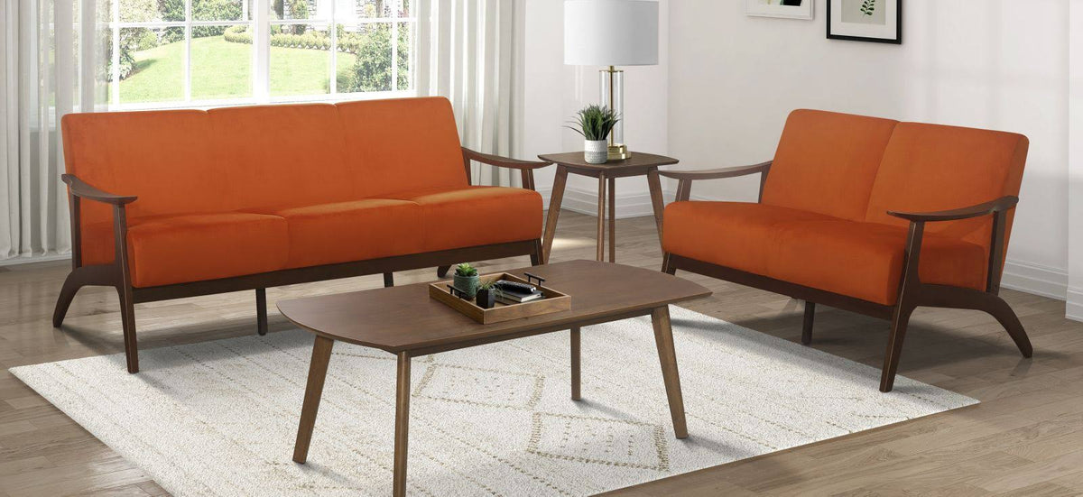 Orange Velvet Loveseat E225