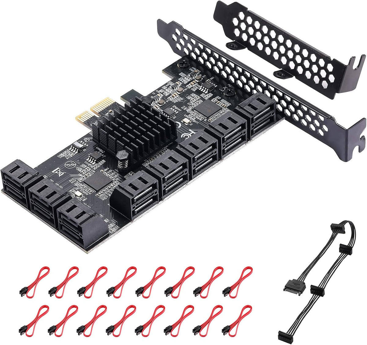 6 Port PCIe SATA 3.0 Card with 6 SATA Cables and Low Profile Bracket X87088
