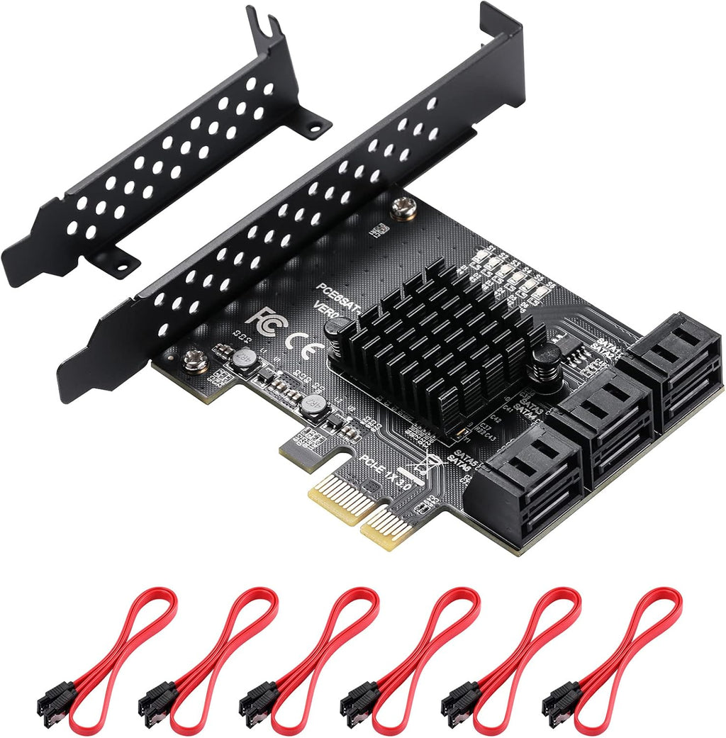 6 Port PCIe SATA 3.0 Card with 6 SATA Cables and Low Profile Bracket X87088