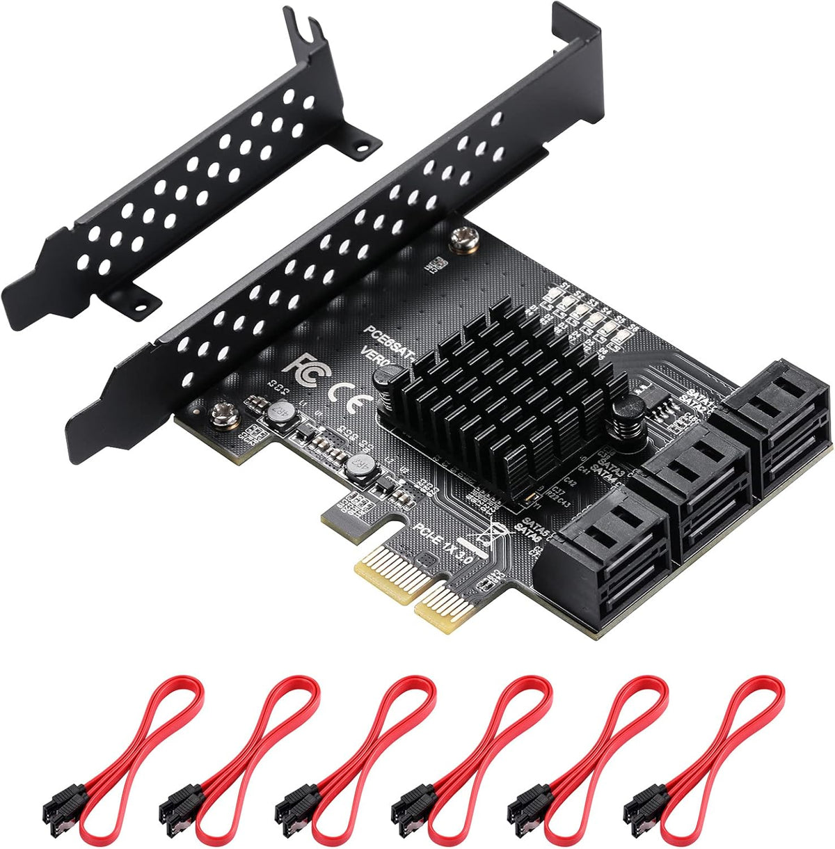 6 Port PCIe SATA 3.0 Card with 6 SATA Cables and Low Profile Bracket X87088