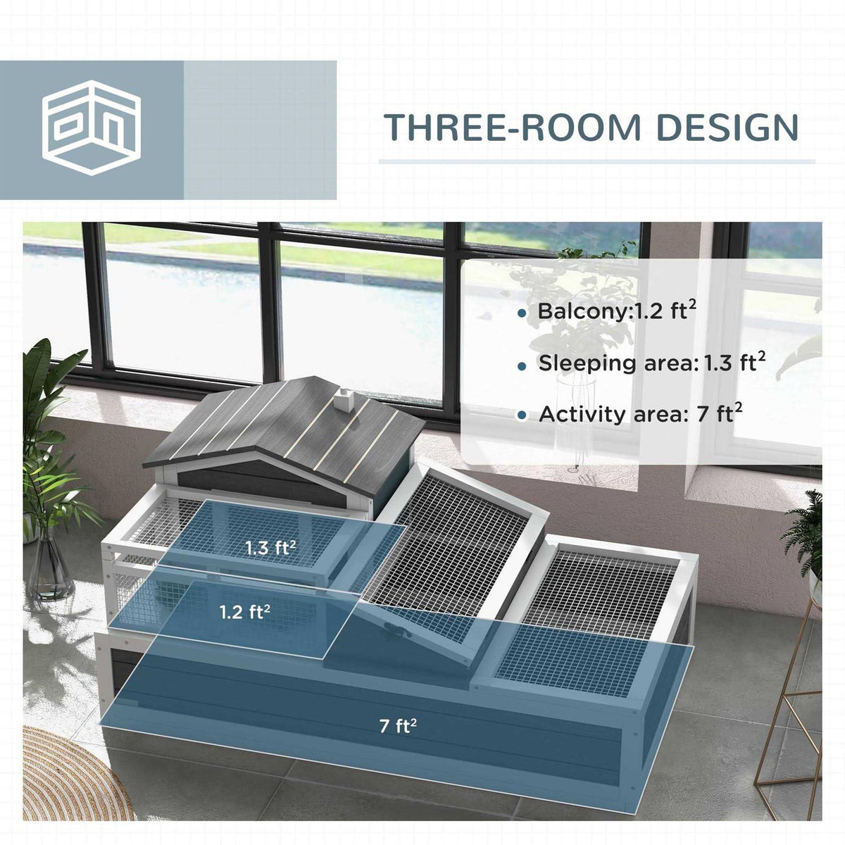 3-Room 2 Stories Wooden Tortoise Enclosure B891
