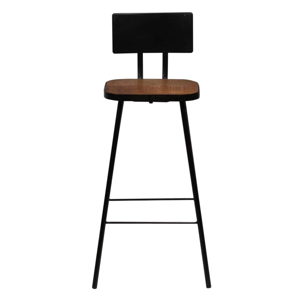 2 Piece Bar Stools Reclaimed Wood Seat with Backrest Steel Frame L903
