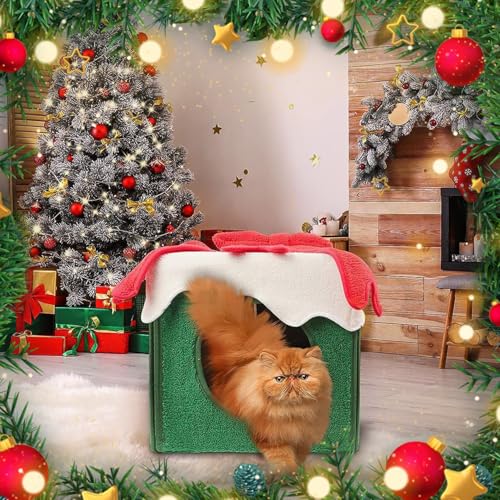 Christmas Cat House Cat Bed Cat Tree Decor Indoor Cat Tent Cave W61581