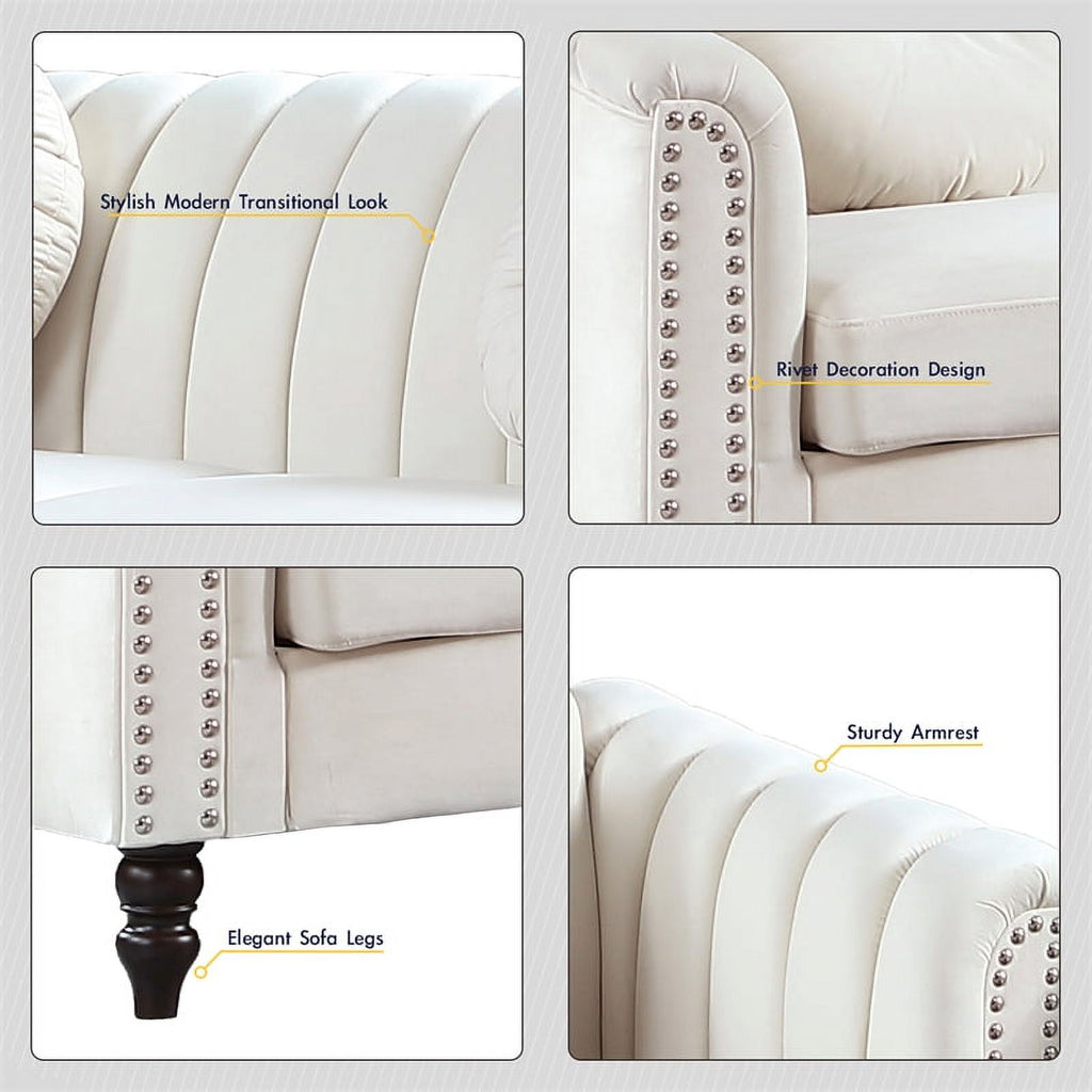 3 Piece Velvet Sofa Loveseat and Chair X96663