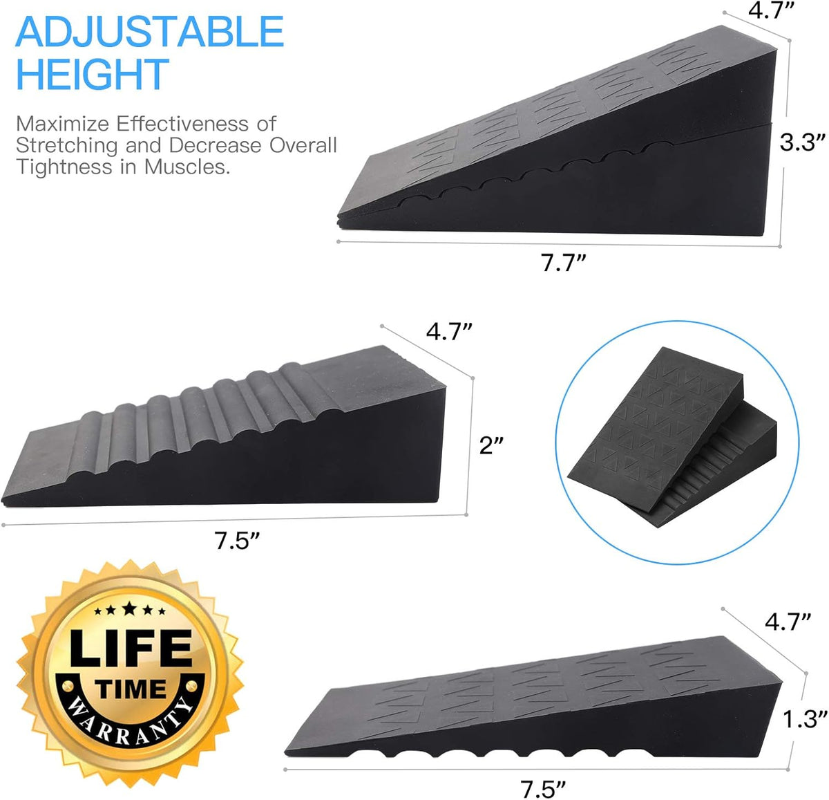 Adjustable Non-Slip Squat Wedge Block (Pair) W3269