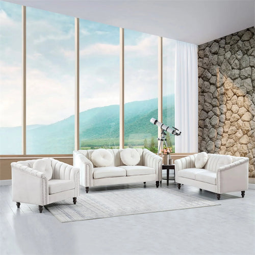 3 Piece Velvet Sofa Loveseat and Chair X96663