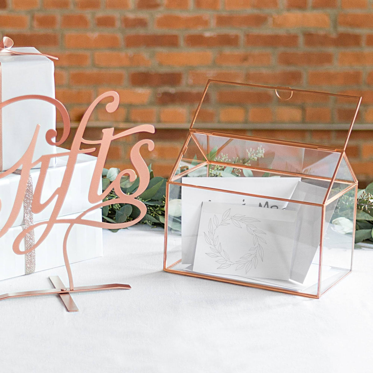 Glass Terrarium Card Holder, Rose Gold N455351