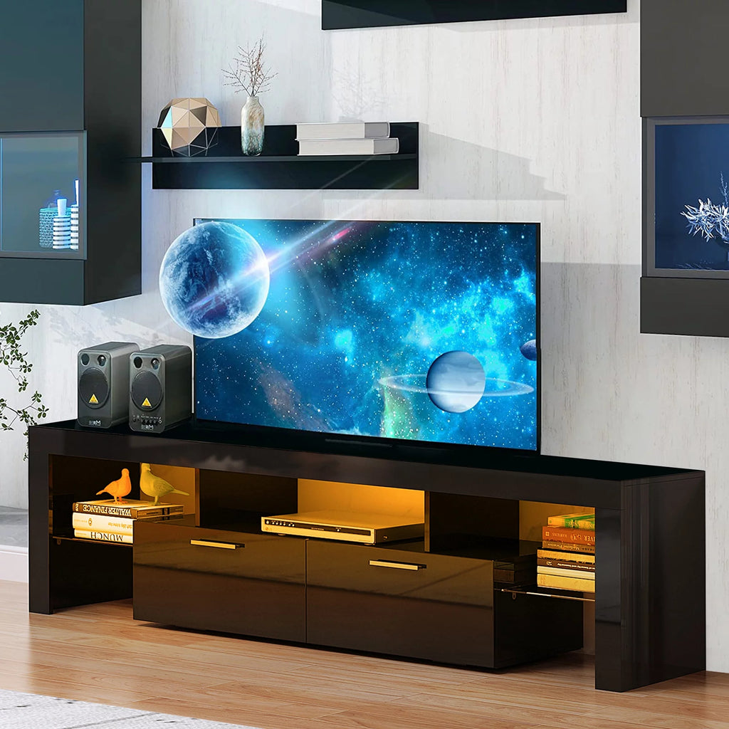 Black TV Stand for 70 Inch TV with LED Light T74339