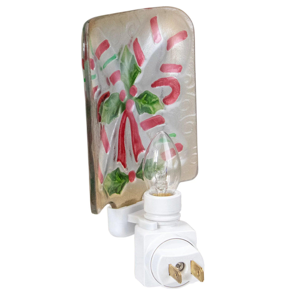 White and Red Glass Christmas Night Light J1169