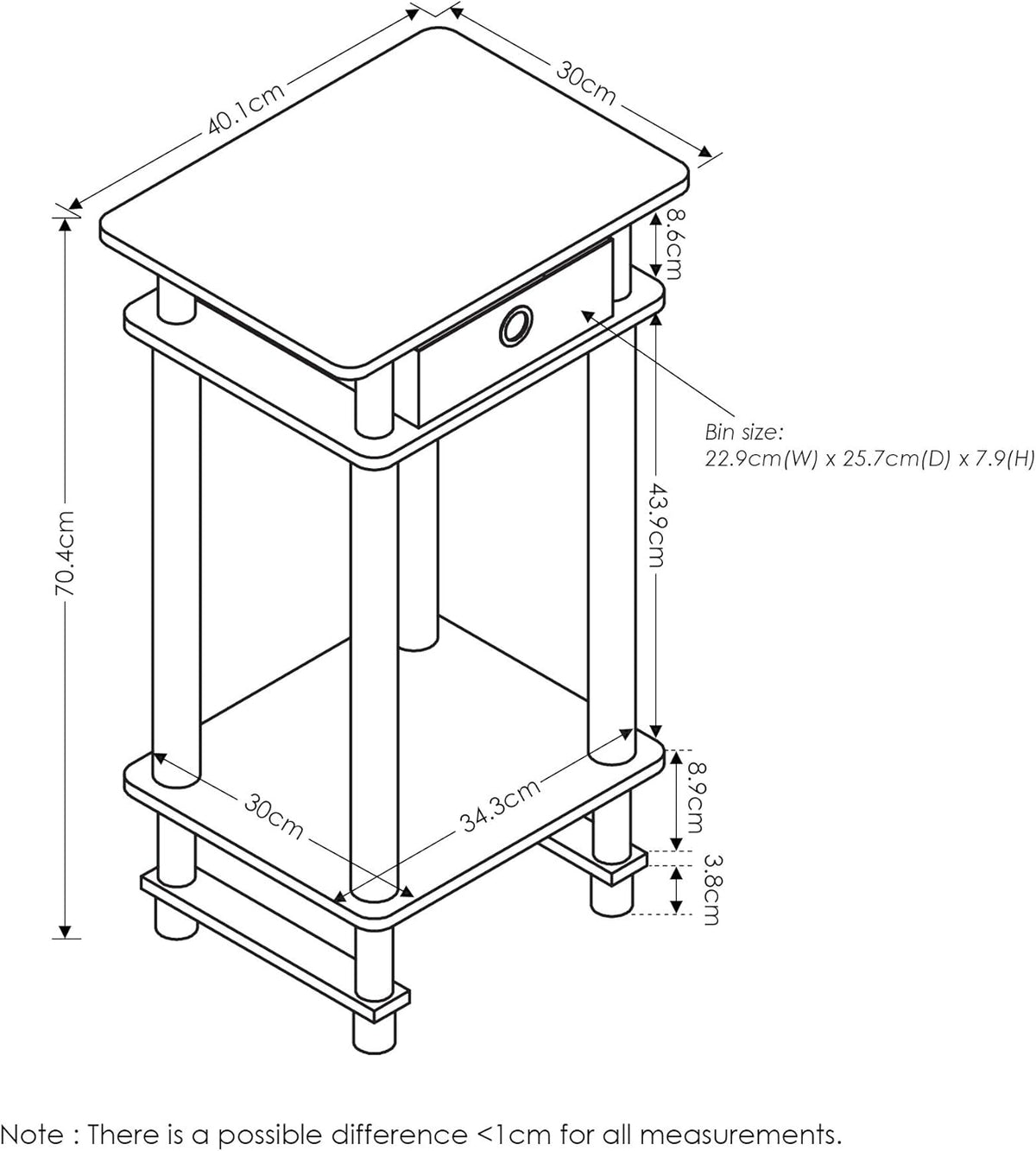 Espresso & Medium Brown End Table and Coffee Table with Bin Drawer C689