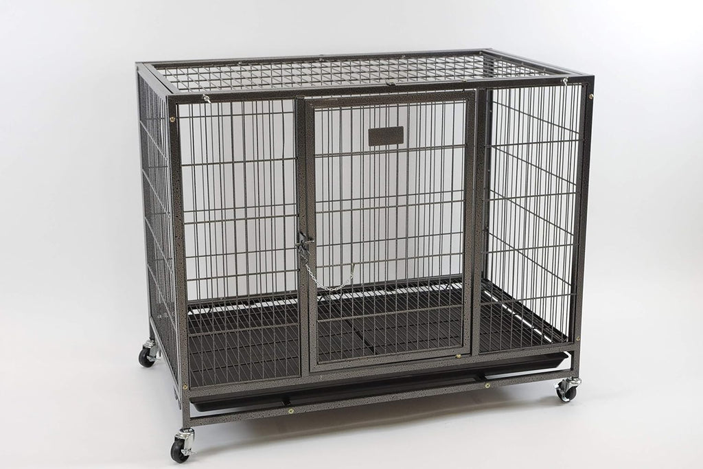 Heavy Duty Metal Open Top Cage with Floor Grid, Casters and Tray A355