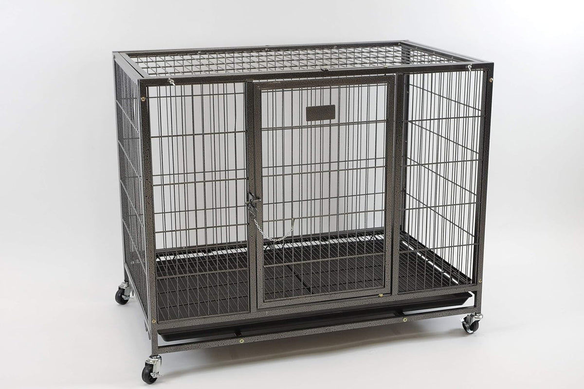 Heavy Duty Metal Open Top Cage with Floor Grid, Casters and Tray A355